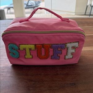 Pink 'STUFF' Cosmetic/Travel Case